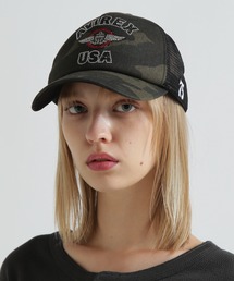 AVIREX（アヴィレックス）の「【直営店限定】RHINESTONE VARSITY LOGO MESH CAP（キャップ）」