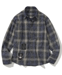 NOT4NERD | Temple Patch Checkered Shirt - Navy(シャツ/ブラウス)