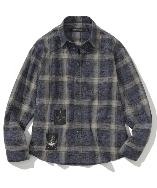 NOT4NERD(ノットフォーナード)の「Temple Patch Checkered Shirt - Navy(シャツ/ブラウス・レディース・その他・LARGE)」の1枚目の写真