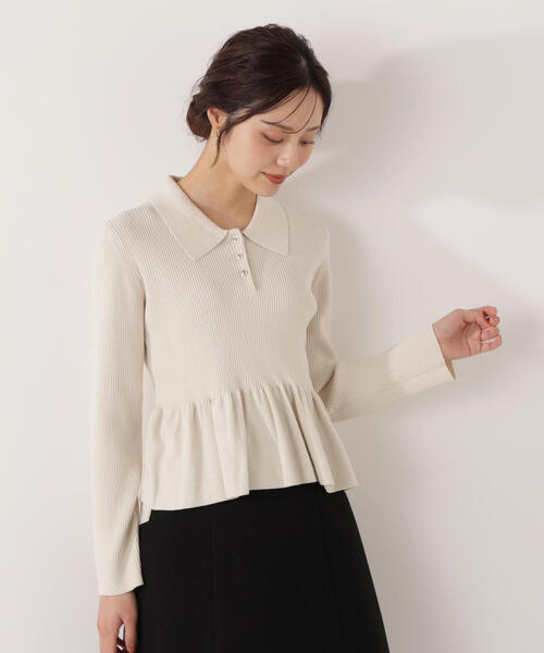 PROPORTION BODY DRESSING(プロポーションボディドレッシング)の「ペプラムポロニット / 1216170009(ニット/セーター・レディース・ブラック/ホワイト系その他/レッド・SMALL/MEDIUM)」の22枚目の写真