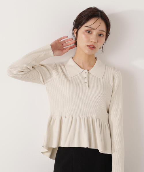 PROPORTION BODY DRESSING(プロポーションボディドレッシング)の「ペプラムポロニット / 1216170009(ニット/セーター・レディース・ブラック/ホワイト系その他/レッド・SMALL/MEDIUM)」の20枚目の写真
