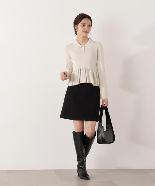 PROPORTION BODY DRESSING(プロポーションボディドレッシング)の「ペプラムポロニット / 1216170009(ニット/セーター・レディース・ブラック/ホワイト系その他/レッド・SMALL/MEDIUM)」の19枚目の写真