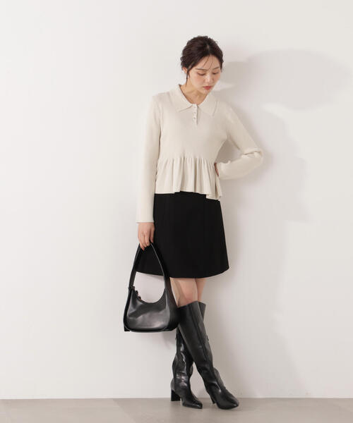 PROPORTION BODY DRESSING(プロポーションボディドレッシング)の「ペプラムポロニット / 1216170009(ニット/セーター・レディース・ブラック/ホワイト系その他/レッド・SMALL/MEDIUM)」の18枚目の写真