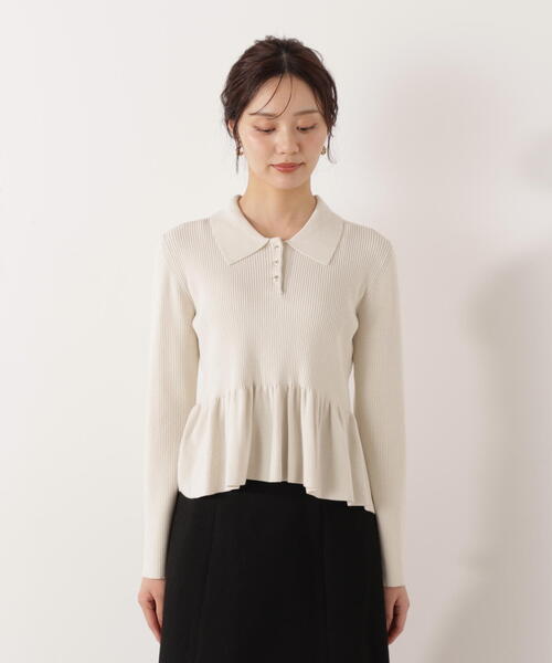 PROPORTION BODY DRESSING(プロポーションボディドレッシング)の「ペプラムポロニット / 1216170009(ニット/セーター・レディース・ブラック/ホワイト系その他/レッド・SMALL/MEDIUM)」の17枚目の写真