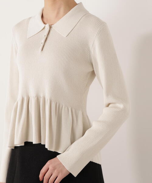 PROPORTION BODY DRESSING(プロポーションボディドレッシング)の「ペプラムポロニット / 1216170009(ニット/セーター・レディース・ブラック/ホワイト系その他/レッド・SMALL/MEDIUM)」の13枚目の写真