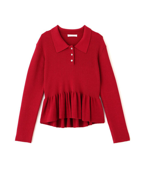 PROPORTION BODY DRESSING(プロポーションボディドレッシング)の「ペプラムポロニット / 1216170009(ニット/セーター・レディース・ブラック/ホワイト系その他/レッド・SMALL/MEDIUM)」の10枚目の写真