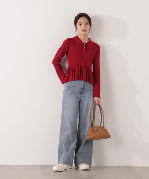 PROPORTION BODY DRESSING(プロポーションボディドレッシング)の「ペプラムポロニット / 1216170009(ニット/セーター・レディース・ブラック/ホワイト系その他/レッド・SMALL/MEDIUM)」の5枚目の写真