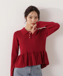 PROPORTION BODY DRESSING | ペプラムポロニット / 1216170009(ニット/セーター)