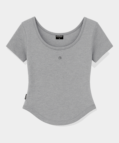 GRANDIOSITY(グランディオシティ)の「ウィメンズソフトスリムUネック半袖Tシャツ(グレー)(Tシャツ/カットソー・レディース・その他・FREE)」の2枚目の写真