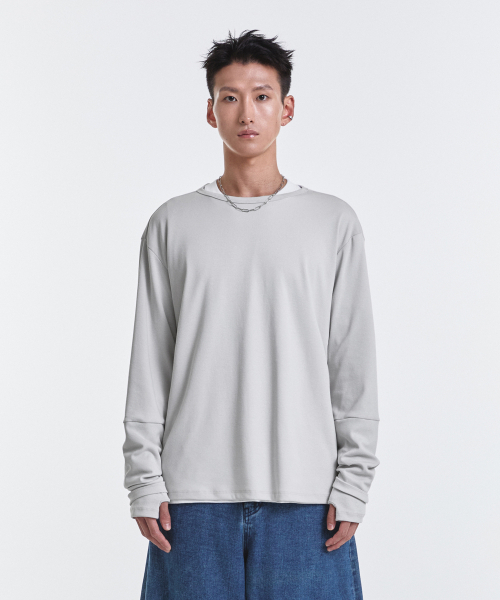 KICHUL(キチョル)の「Loop Overlayer Long sleeve (Light Grey)(Tシャツ/カットソー・メンズ・その他・SMALL/MEDIUM/LARGE)」の1枚目の写真