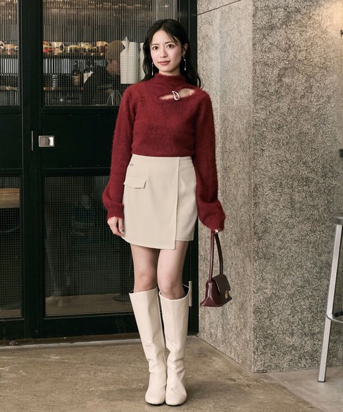 Elishe(エリシェ)の「アシンメトリーミニスカート(スカート・レディース・チャコールグレー/アイボリー/ベージュ・0/1)」の10枚目の写真