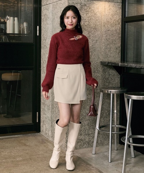 Elishe(エリシェ)の「アシンメトリーミニスカート(スカート・レディース・チャコールグレー/アイボリー/ベージュ・0/1)」の11枚目の写真