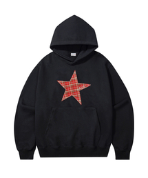 MIM the wardrobe（ミームザワードローブ）の「スターパッチワークフードパーカー_ブラック（パーカー）」