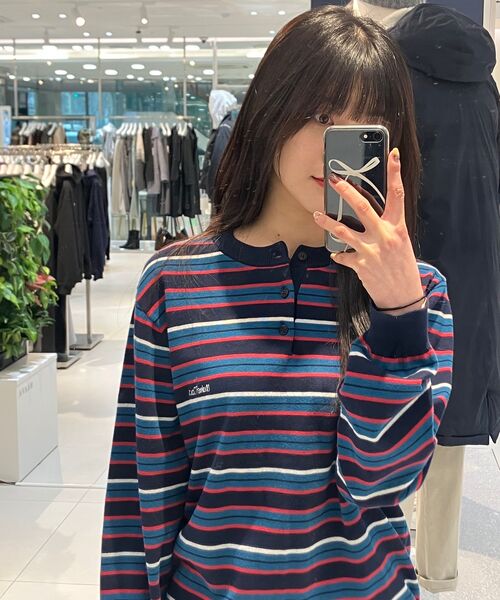 WMC(ダブリューエムシー)の「マルチストライプヘンリーネックニット_BLACK(ニット/セーター・レディース・ブラック・MEDIUM/LARGE/X-LARGE/SMALL)」の7枚目の写真