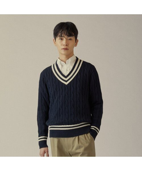 MANNERGRAM(マナーグラム)の「プレッピーVネック長袖ニットネイビー(ニット/セーター・メンズ・その他・MEDIUM/LARGE/X-LARGE)」の1枚目の写真