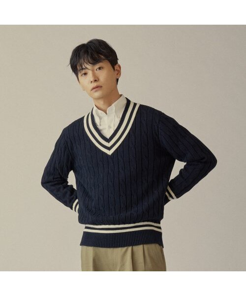 MANNERGRAM(マナーグラム)の「プレッピーVネック長袖ニットネイビー(ニット/セーター・メンズ・その他・MEDIUM/LARGE/X-LARGE)」の2枚目の写真