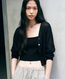 NEEV（ニーヴ）の「Slub Three-Button Crop Cardigan (Black)（カーディガン/ボレロ）」