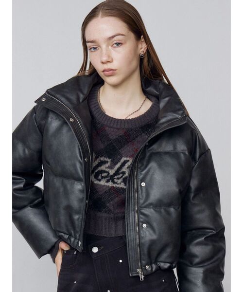 EMODA フェイクレザーショートダウンジャケット　ショートダウン セール】フェイクレザーショートダウン（ダウンジャケット/コート