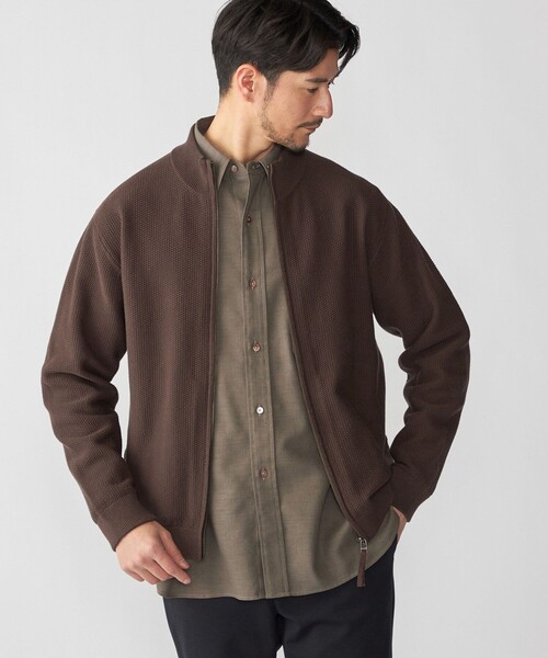 SHIPS（シップス）の「SHIPS: 〈手洗い可能〉SOLOTEX(R) ピケ ドライバーズ ニット（カーディガン/ボレロ・メンズ・ブラウン/ダークグレー/ネイビー・SMALL/MEDIUM/LARGE/X-LARGE）」の19枚目の写真