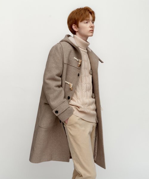 SOLEW(ソル)の「ウールダッフルフードコート_ベージュ(チェスターコート・メンズ・その他・LARGE/X-LARGE)」の2枚目の写真