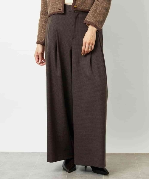 【NEW】ミッシェルクラン（MICHEL ）/チェック柄2タックワイドパンツ セール】チェック柄2タックワイドパンツ（その他パンツ）｜MICHEL