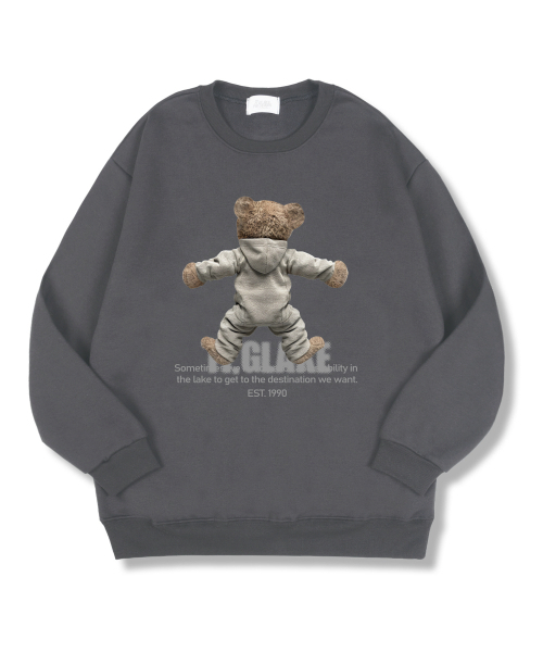 TI.GLAKE(ティーグレイク)の「ベアフードオーバーサイズ特別裏毛スウェットTシャツダークグレー(スウェット・レディース・その他・MEDIUM/LARGE/X-LARGE/XX-LARGE)」の1枚目の写真