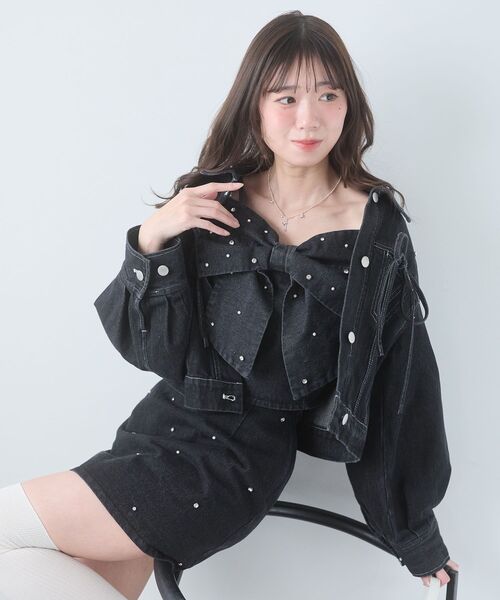 MAJESTIC LEGON（マジェスティックレゴン）の「ビッグリボンビジュービスチェ（キャミソール・レディース・サックスブルー/アイボリー/ピンクベージュ/ブラック・MEDIUM）」の20枚目の写真