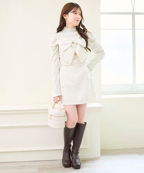 MAJESTIC LEGON（マジェスティックレゴン）の「ビッグリボンビジュービスチェ（キャミソール・レディース・サックスブルー/アイボリー/ピンクベージュ/ブラック・MEDIUM）」の16枚目の写真