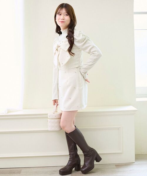 MAJESTIC LEGON（マジェスティックレゴン）の「ビッグリボンビジュービスチェ（キャミソール・レディース・サックスブルー/アイボリー/ピンクベージュ/ブラック・MEDIUM）」の17枚目の写真