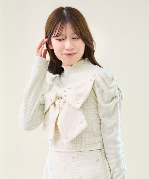 MAJESTIC LEGON（マジェスティックレゴン）の「ビッグリボンビジュービスチェ（キャミソール・レディース・サックスブルー/アイボリー/ピンクベージュ/ブラック・MEDIUM）」の20枚目の写真