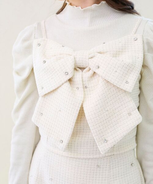 MAJESTIC LEGON（マジェスティックレゴン）の「ビッグリボンビジュービスチェ（キャミソール・レディース・サックスブルー/アイボリー/ピンクベージュ/ブラック・MEDIUM）」の22枚目の写真