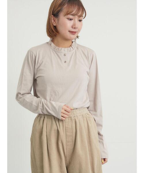 Samansa Mos2(サマンサ モスモス)の「◎襟フリルカットソー(Tシャツ/カットソー・レディース・グレー/オフホワイト/ベージュ/ブラック・F)」の4枚目の写真