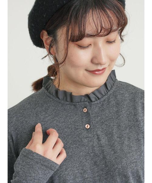 Samansa Mos2(サマンサ モスモス)の「◎襟フリルカットソー(Tシャツ/カットソー・レディース・グレー/オフホワイト/ベージュ/ブラック・F)」の3枚目の写真