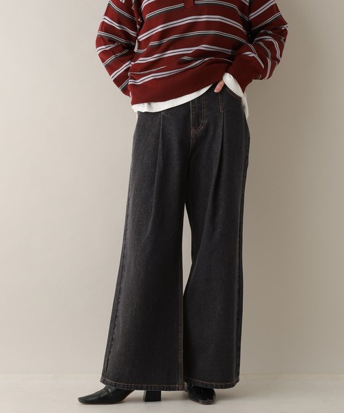 RAGEBLUE（レイジブルー）の「デニムタックワイドパンツ（デニムパンツ・レディース・ブルー/ブラック/ピンク・MEDIUM）」の6枚目の写真