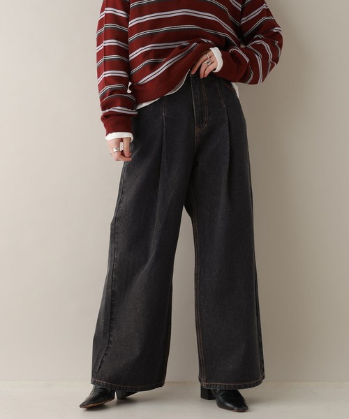 RAGEBLUE（レイジブルー）の「デニムタックワイドパンツ（デニムパンツ・レディース・ブルー/ブラック/ピンク・MEDIUM）」の7枚目の写真