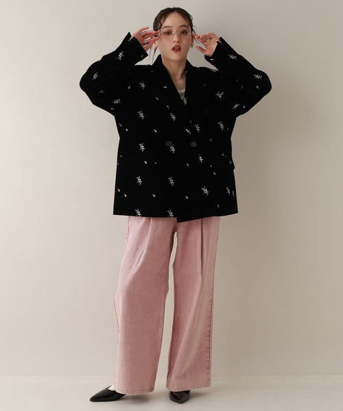 RAGEBLUE（レイジブルー）の「デニムタックワイドパンツ（デニムパンツ・レディース・ブルー/ブラック/ピンク・MEDIUM）」の8枚目の写真