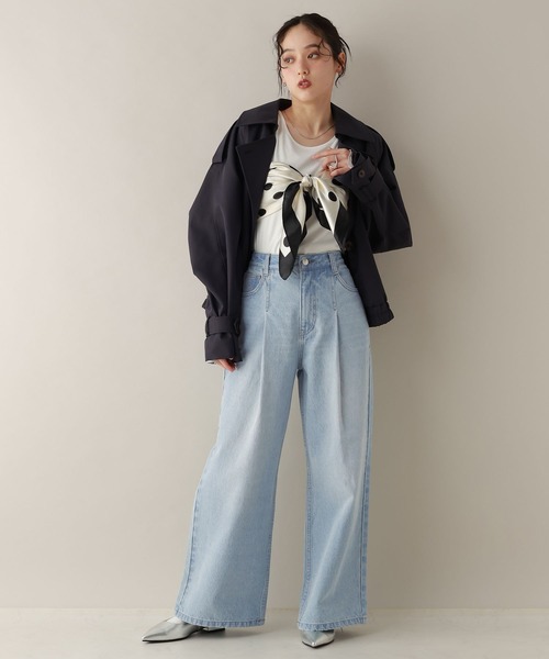 RAGEBLUE（レイジブルー）の「デニムタックワイドパンツ（デニムパンツ・レディース・ブルー/ブラック/ピンク・MEDIUM）」の14枚目の写真