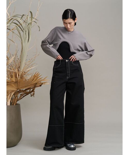 UN3D.（アンスリード）の「WAVE LINE SIDE RIB DENIM PANTS / ウェーブラインサイドリブデニムパンツ（デニムパンツ・レディース・ブラック/インディゴブルー・36/38）」の18枚目の写真