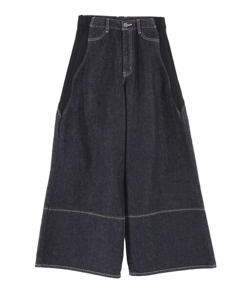 UN3D.（アンスリード）の「WAVE LINE SIDE RIB DENIM PANTS / ウェーブラインサイドリブデニムパンツ（デニムパンツ・レディース・ブラック/インディゴブルー・36/38）」の3枚目の写真