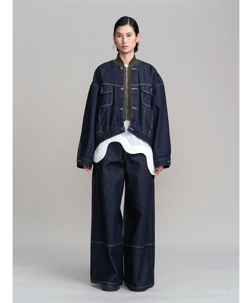 UN3D.(アンスリード)の「WAVE LINE SIDE RIB DENIM PANTS / ウェーブラインサイドリブデニムパンツ(デニムパンツ・レディース・ブラック/インディゴブルー・36/38)」の16枚目の写真