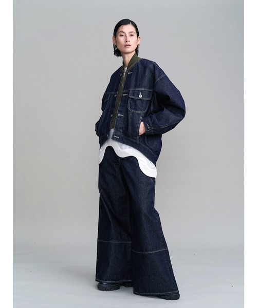 セール】WAVE LINE SIDE RIB DENIM PANTS / ウェーブラインサイドリブ