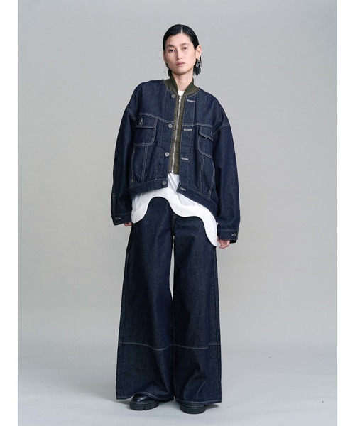 UN3D.(アンスリード)の「WAVE LINE SIDE RIB DENIM PANTS / ウェーブラインサイドリブデニムパンツ(デニムパンツ・レディース・ブラック/インディゴブルー・36/38)」の20枚目の写真