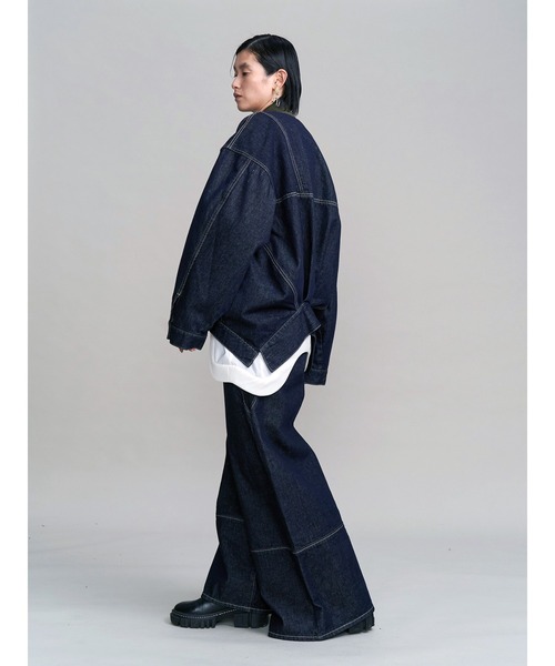 UN3D.(アンスリード)の「WAVE LINE SIDE RIB DENIM PANTS / ウェーブラインサイドリブデニムパンツ(デニムパンツ・レディース・ブラック/インディゴブルー・36/38)」の21枚目の写真