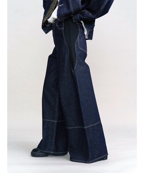 UN3D.(アンスリード)の「WAVE LINE SIDE RIB DENIM PANTS / ウェーブラインサイドリブデニムパンツ(デニムパンツ・レディース・ブラック/インディゴブルー・36/38)」の14枚目の写真