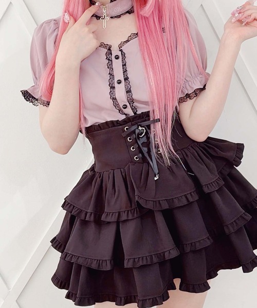 MA*RS(アメーバーマーズ)の「クロスチョーカー付きブラウス(シャツ/ブラウス・レディース・ブラック/ピンク/ホワイト/ブラック×ブラック/ホワイト×ホワイト/ピンク系その他・FREE)」の2枚目の写真