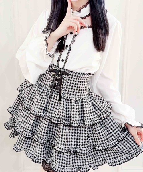 MA*RS（アメーバーマーズ）の「クロスチョーカー付きブラウス（シャツ/ブラウス・レディース・ブラック/ピンク/ホワイト・FREE）」の2枚目の写真