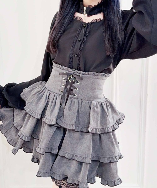 MA*RS（アメーバーマーズ）の「クロスチョーカー付きブラウス（シャツ/ブラウス・レディース・ブラック/ピンク/ホワイト・FREE）」の3枚目の写真