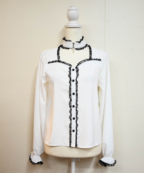 MA*RS（アメーバーマーズ）の「クロスチョーカー付きブラウス（シャツ/ブラウス・レディース・ブラック/ピンク/ホワイト・FREE）」の13枚目の写真