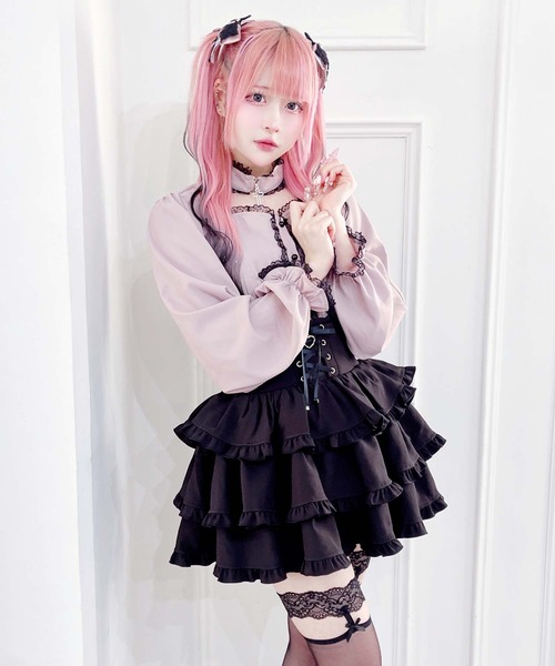 MA*RS（アメーバーマーズ）の「クロスチョーカー付きブラウス（シャツ/ブラウス・レディース・ブラック/ピンク/ホワイト・FREE）」の8枚目の写真