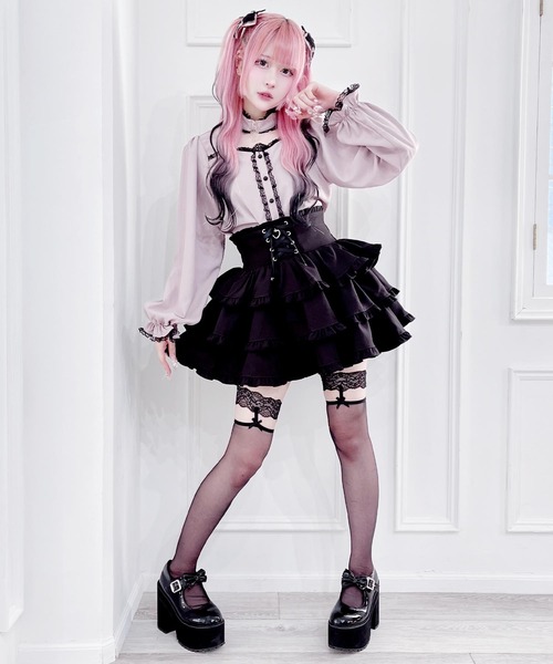 MA*RS（アメーバーマーズ）の「クロスチョーカー付きブラウス（シャツ/ブラウス・レディース・ブラック/ピンク/ホワイト・FREE）」の9枚目の写真